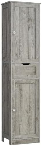 67-Inch Tall Bathroom Cabinet with Drawer, Grey