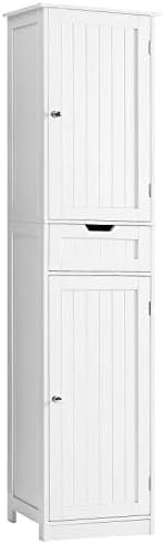 67-Inch Tall Bathroom Cabinet with Drawer, White