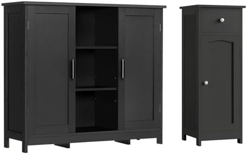 Buffet & Floor Cabinet Set, Black