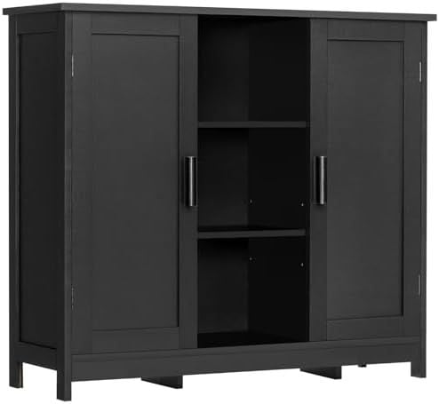 Buffet Cabinet with 4 Shelves, Black