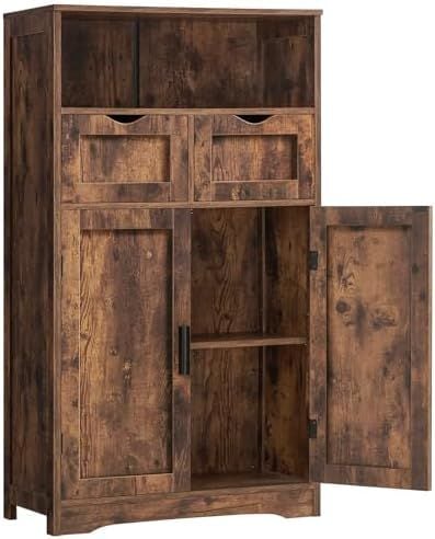 Floor Cabinet with 2 Drawers, Rustic Brown