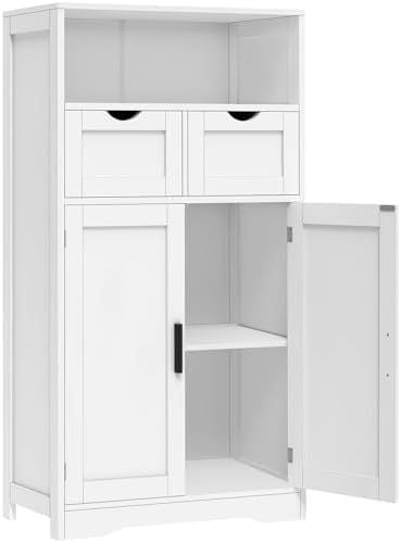 Freestanding Bathroom Cabinet with 2 Drawers, White