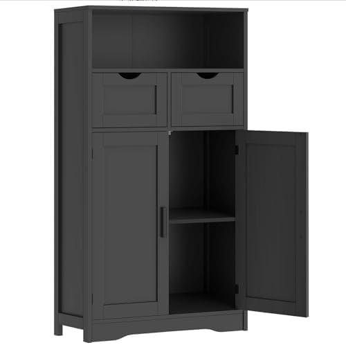 Kitchen Pantry Cabinet with Drawers, Black