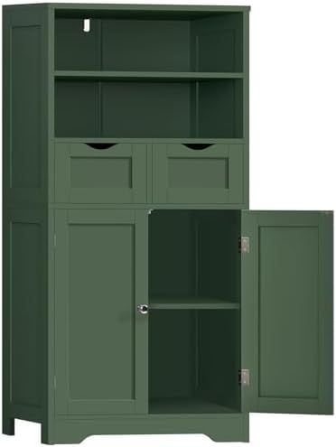 Open-Shelf Storage Cabinet, Green