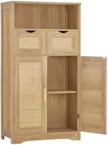 Rattan Cabinet with 2 Drawers, Natural