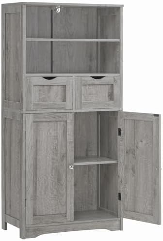 Tall Cabinet with 2 Drawers, Grey